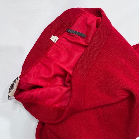 GISPA Italy Red Wool Knit Skirt with Side Slit, Elastic Waist Made in Italy - Picture 10 of 10